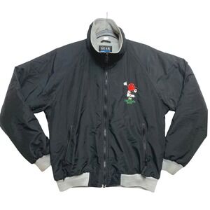 Vintage 7Up The Cool Spot Cartoon Character Bomber Jacket Mens M Black